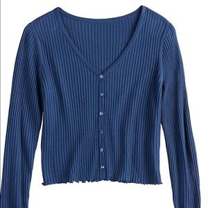Brand New with Tags Junior’s SO Blue Cardigan Long Sleeve Top Size L